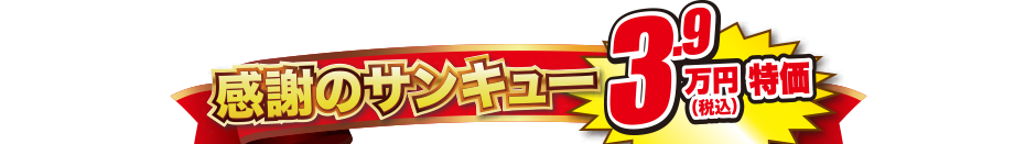 感謝のサンキュー特価 3.9万円（税込）