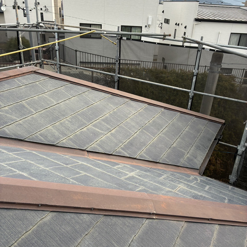 玄関の庇（ひさし）から雨漏りがありましたので、まずは屋根の詳細を調べるために点検からお勧めしました。