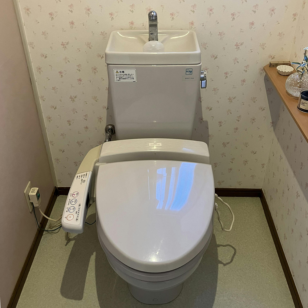 昔のタイプでリモコンがトイレの横についた、袖リモコンでした。